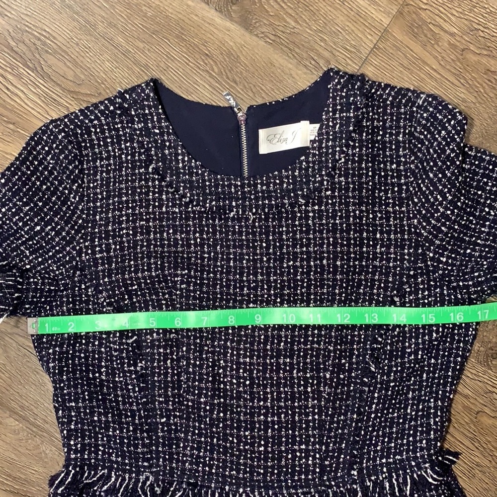 Eliza J Sparkly Tweed Blue and White Dress - Picture 5 of 9